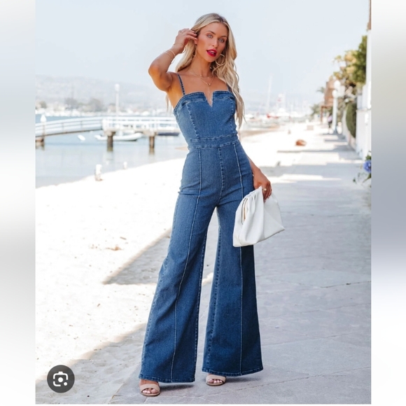 Mebon Denim Jumpsuit Size L - Picture 1 of 16